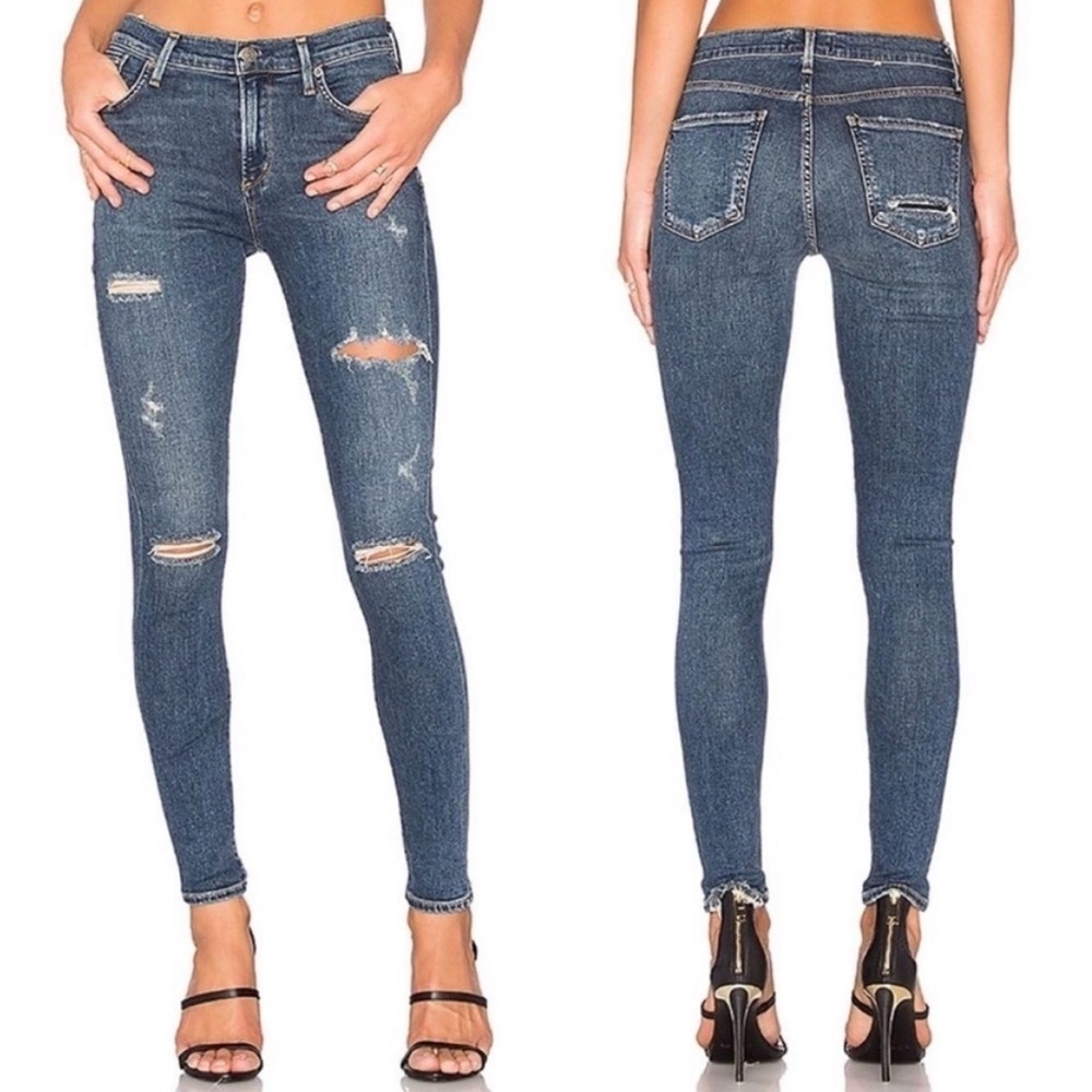 AGOLDE Sophie High Rise Skinny in Kansas City jeans blue distressed size 31